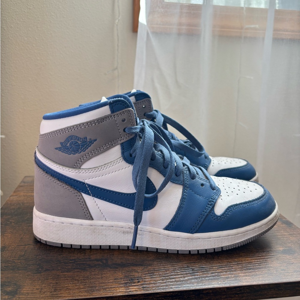 Jordan Blue and White High-Top Sneakers
